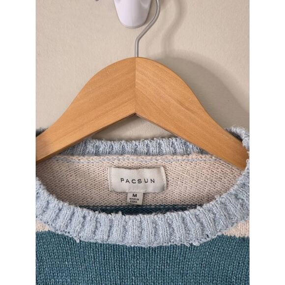Pacsun Cropped Sweater Striped Blue Size Medium Pullover Style NEW - Picture 4 of 8
